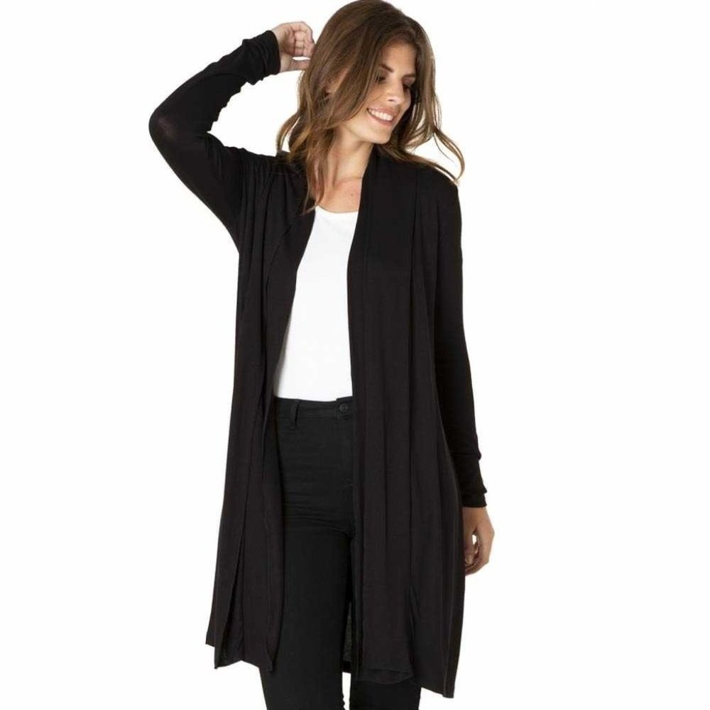 Yest Yessica Long Length Cardigan Sweater Black Size 16 Business Casual
